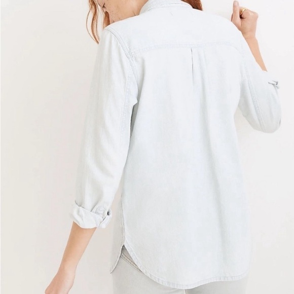 Madewell Denim Shirt Jacket Button Down Lightweight Cotton Small Light Wash NWT - Picture 2 of 14